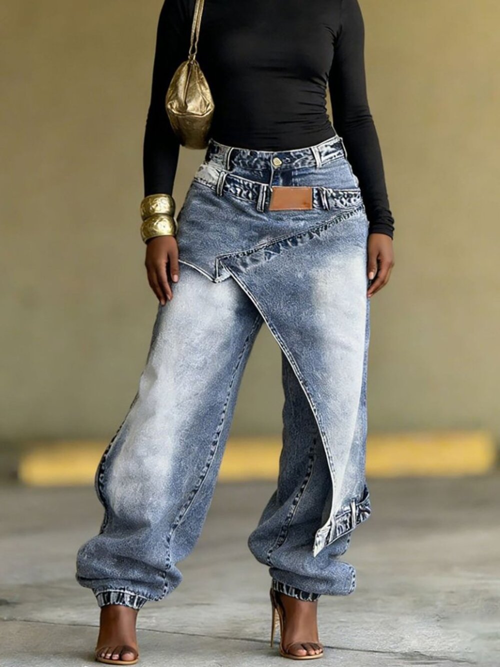 Layered Straight Leg Jeans - Picture 2 of 8